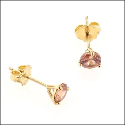Brown Zircon Martini Earring Studs 18KY - JewelsmithEarrings