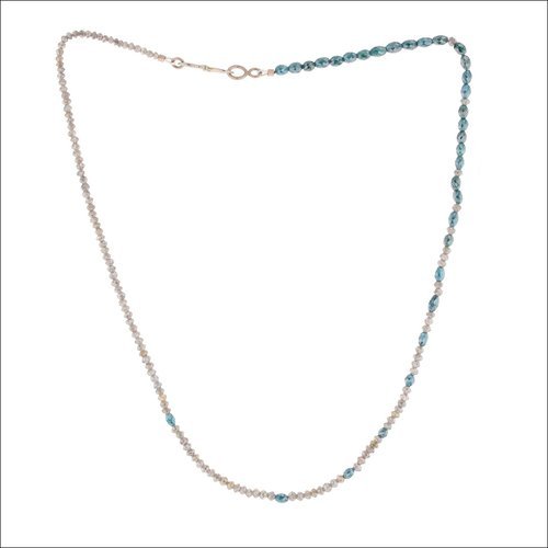 Color Shift Blue to Gray Diamond Bead Strand 16" 14KW - JewelsmithNecklaces