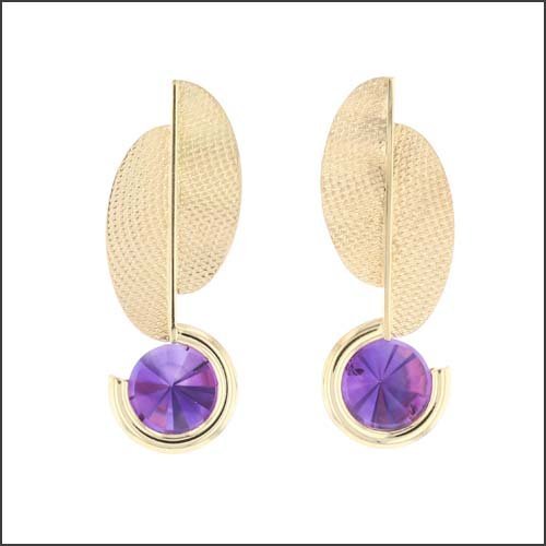 Context Cut Amethyst Textured Earrings 18KY - JewelsmithEarrings