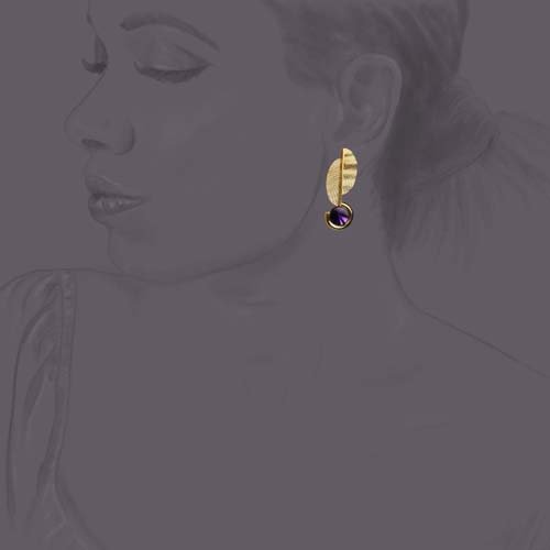 Context Cut Amethyst Textured Earrings 18KY - JewelsmithEarrings