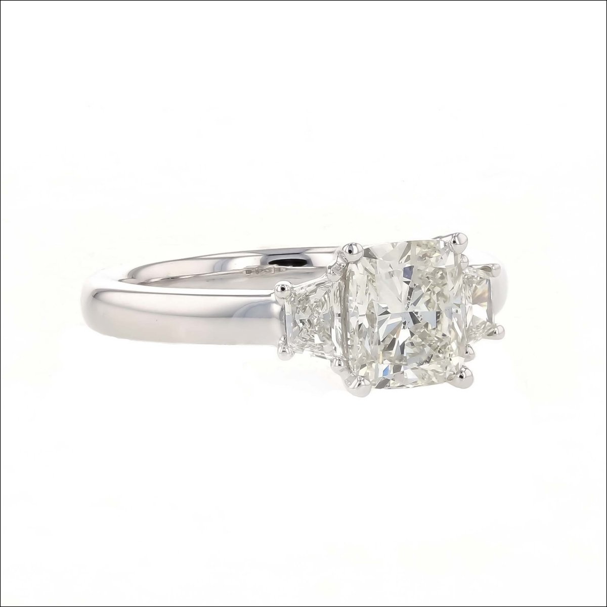 Cushion Cut Diamond Trapezoid Sides Ring Platinum - JewelsmithEngagement Rings