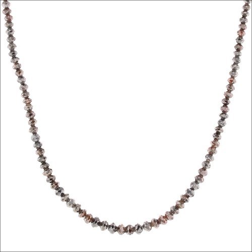 Dark Gray and Dark Brown Diamond Round Bead Strand 21" 18KY - JewelsmithNecklaces