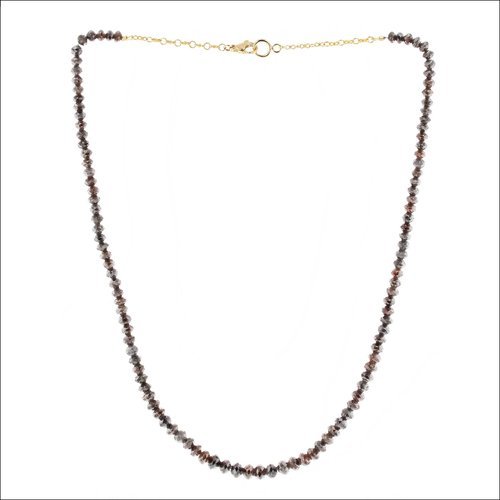 Dark Gray and Dark Brown Diamond Round Bead Strand 21" 18KY - JewelsmithNecklaces