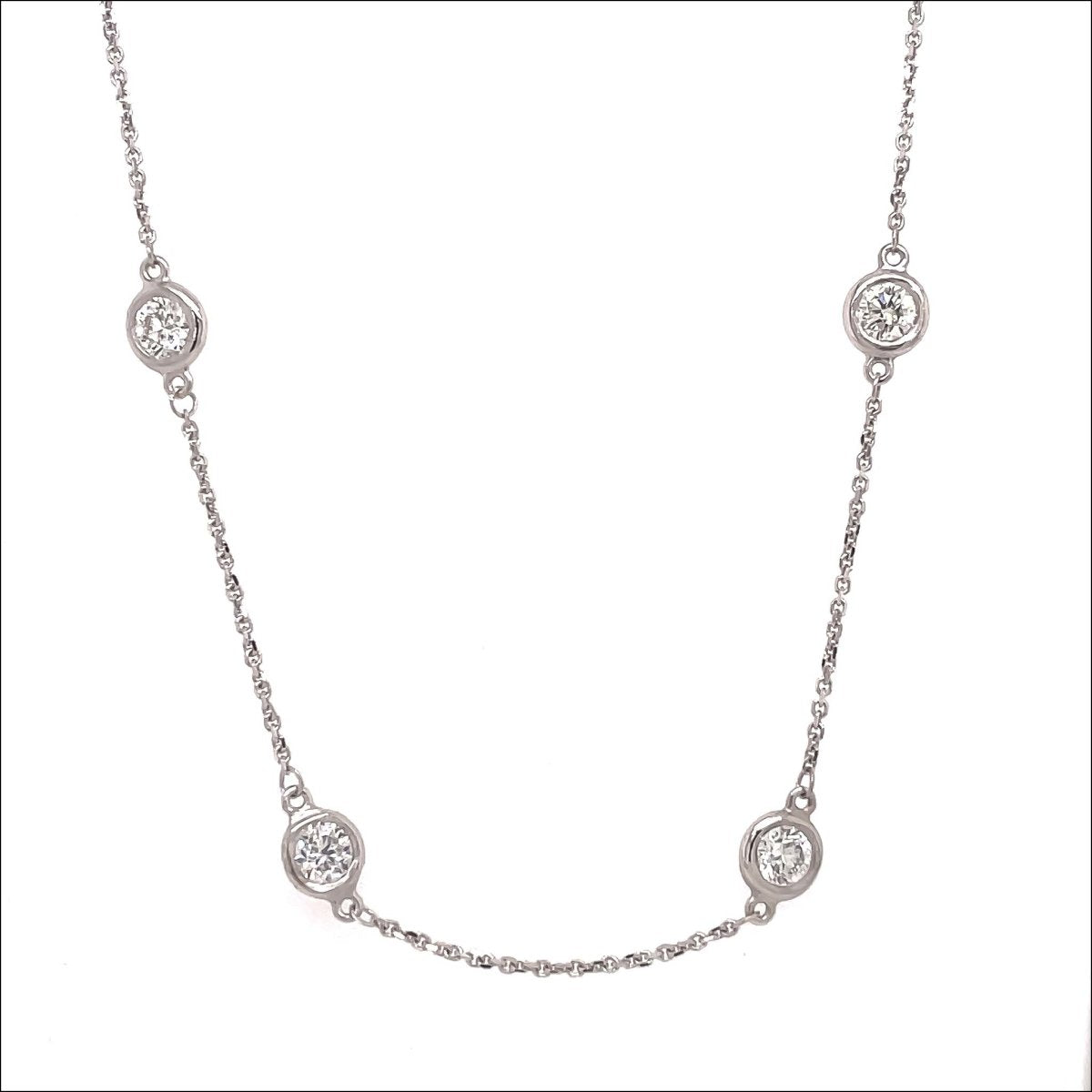 Diamond 1.83cttw Station Necklace 14KY 18" - JewelsmithNecklaces
