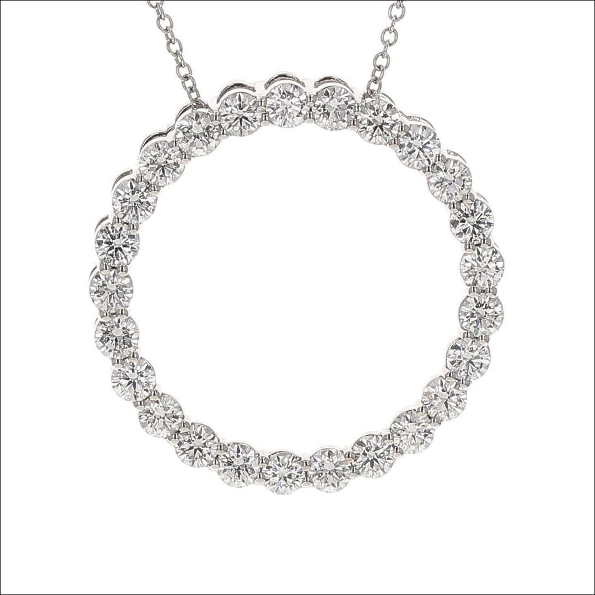 Diamond 2.06cttw Circle Necklace 14KW - JewelsmithNecklaces