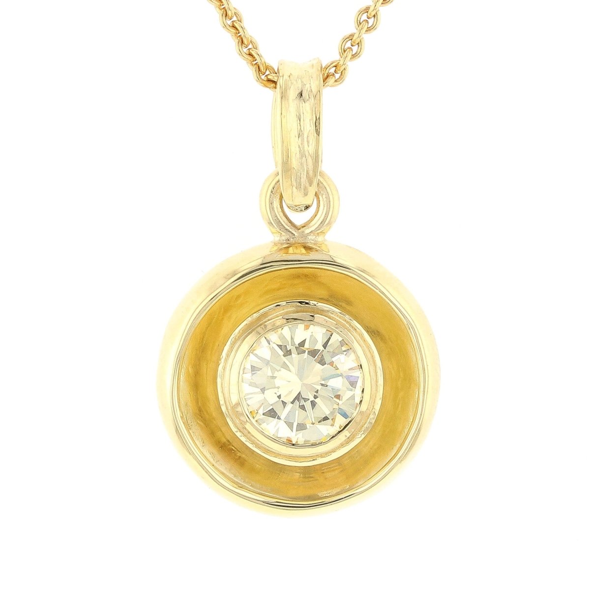 Diamond Bezel in Circle Pendant 18KY - JewelsmithPendants