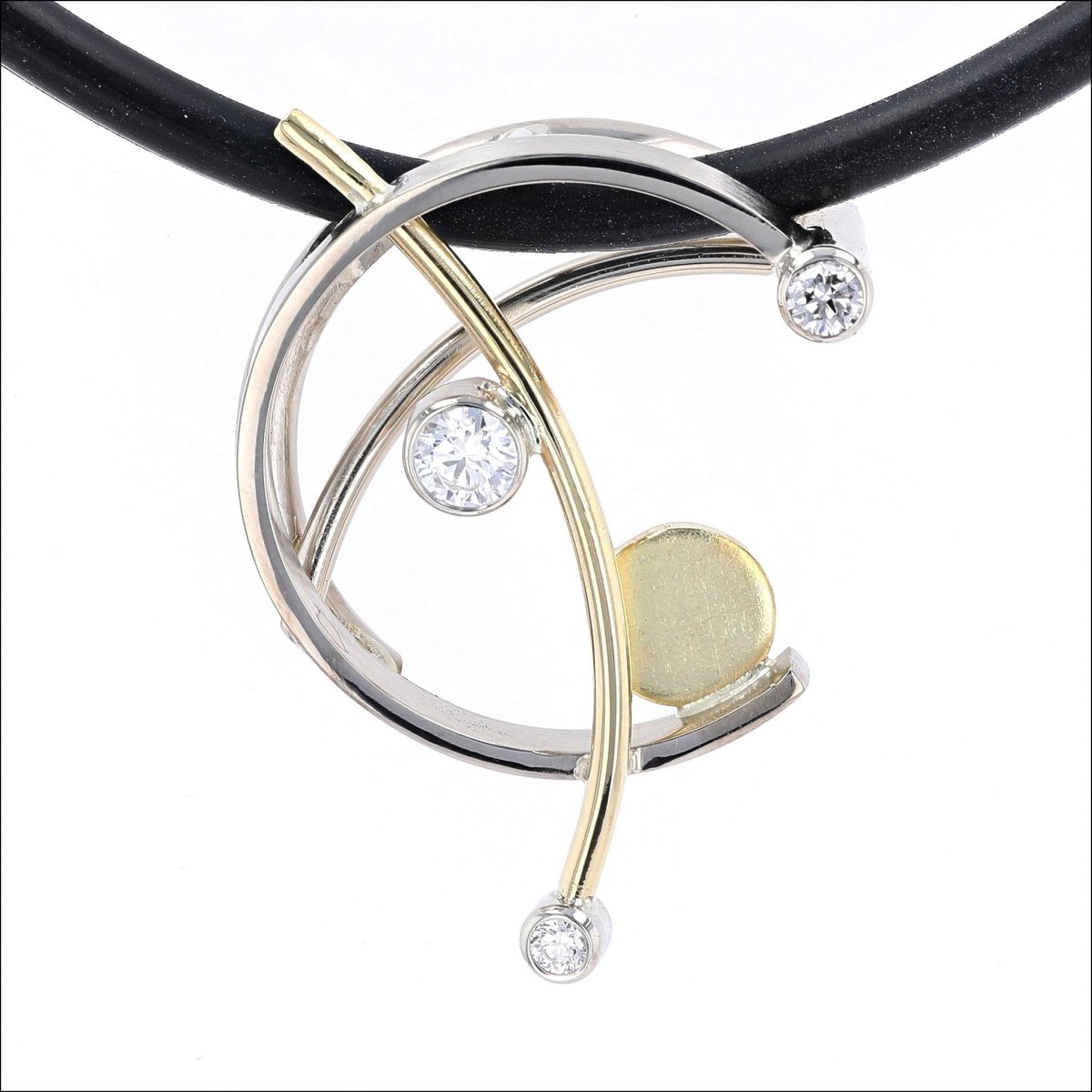 Diamond "C" Pendant 18KY 14KW - JewelsmithPendants