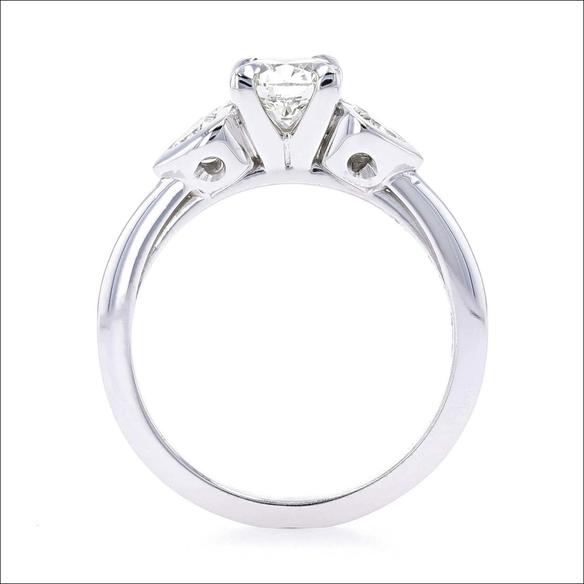 Diamond Engagement Ring Round Center with Heart Shaped Sides 14KW - JewelsmithEngagement Rings