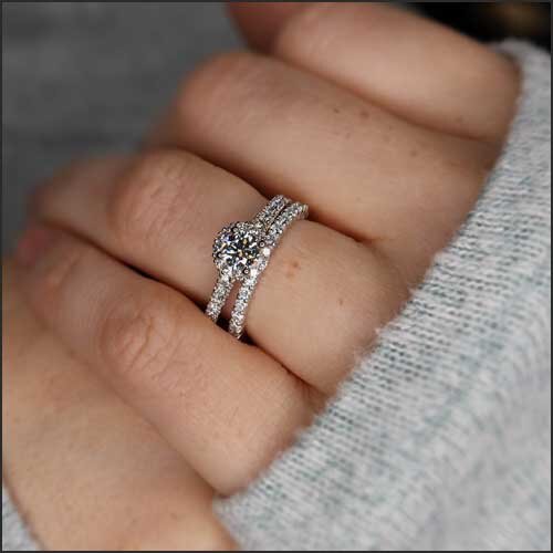 Diamond Floating Halo Engagement Ring 14KW - JewelsmithEngagement Rings