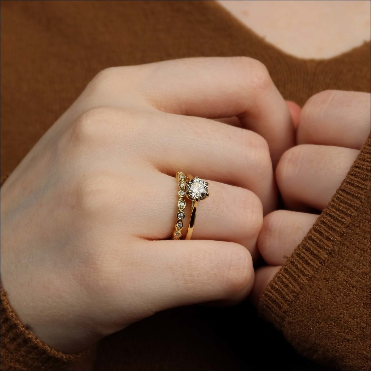 Diamond Floral Engagement Ring 14KY - JewelsmithEngagement Rings