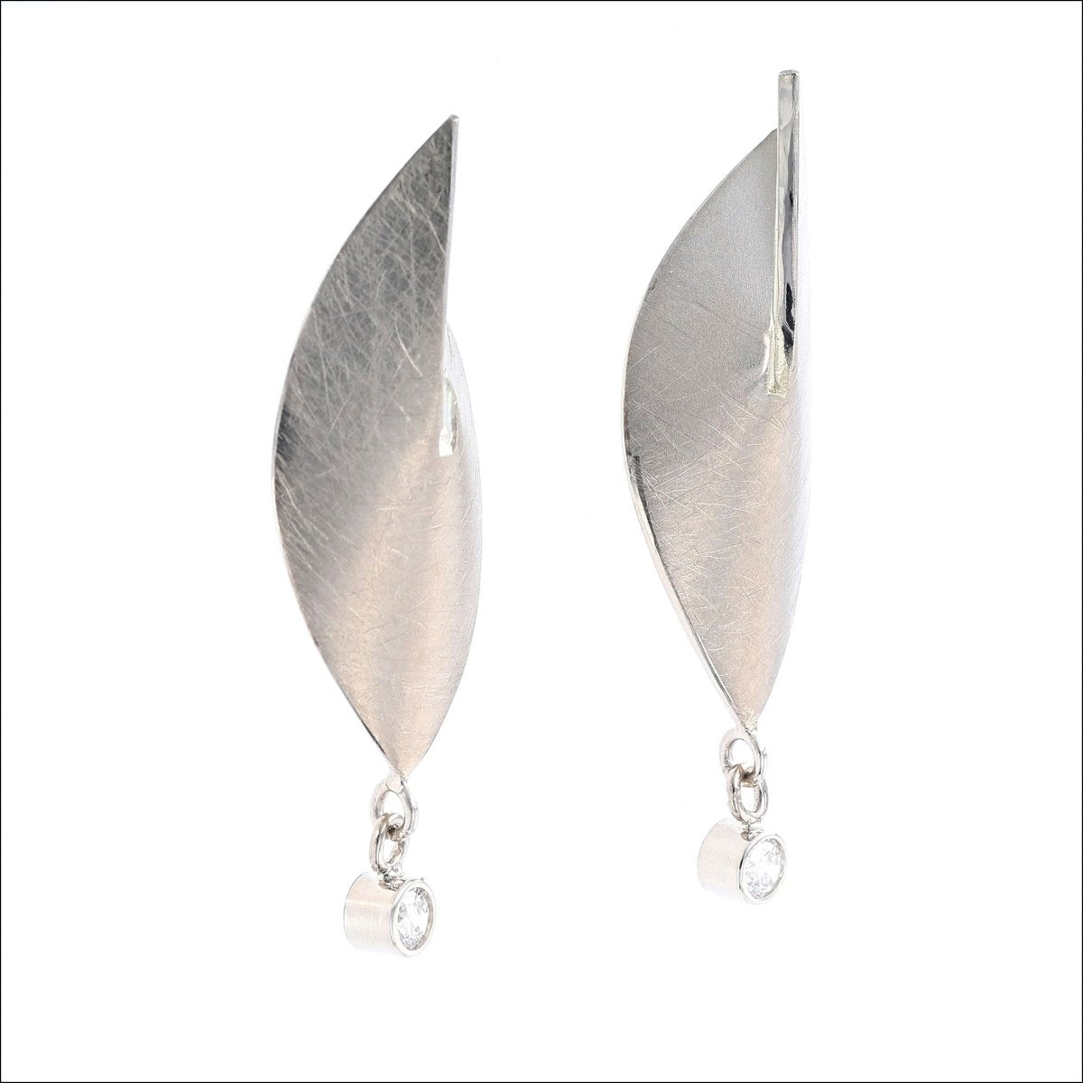Diamond Folded Spear Earrings 14KW - JewelsmithEarrings