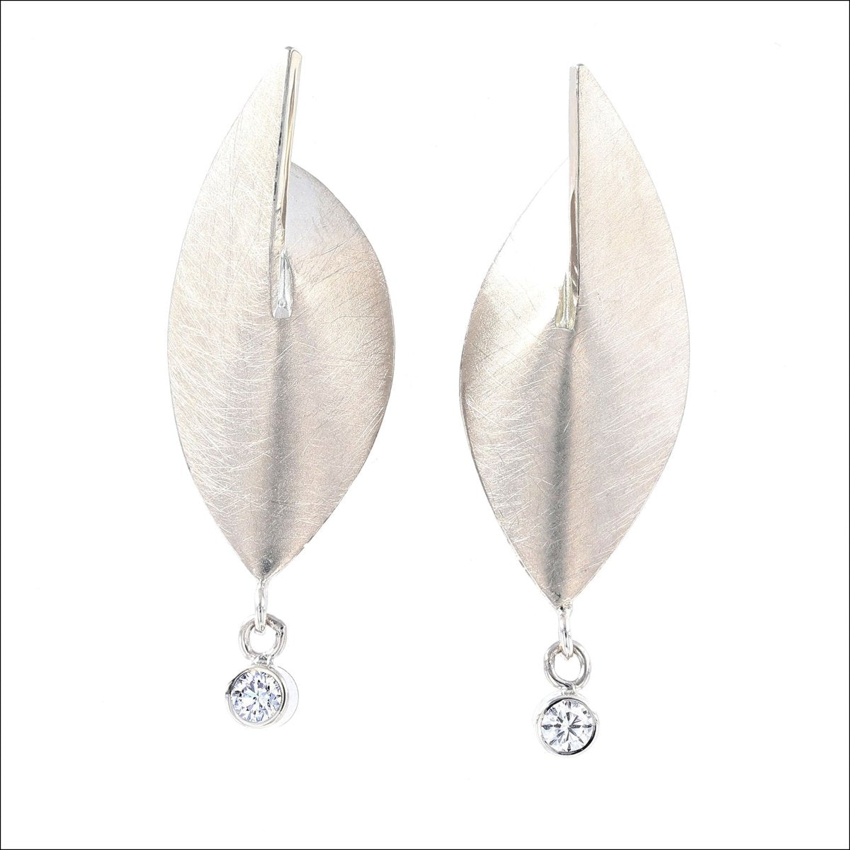Diamond Folded Spear Earrings 14KW - JewelsmithEarrings