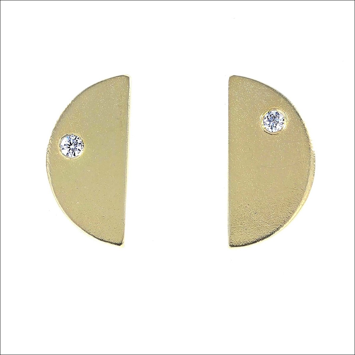 Diamond Half Moon Earrings 18KY - JewelsmithEarrings