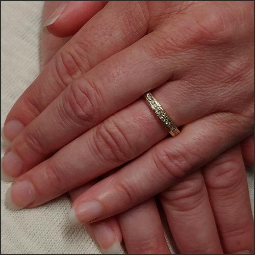 Diamond Hammered Primitive Eternity Band 18KY - JewelsmithBands