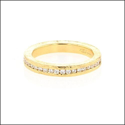 Diamond Hammered Primitive Eternity Band 18KY - JewelsmithBands