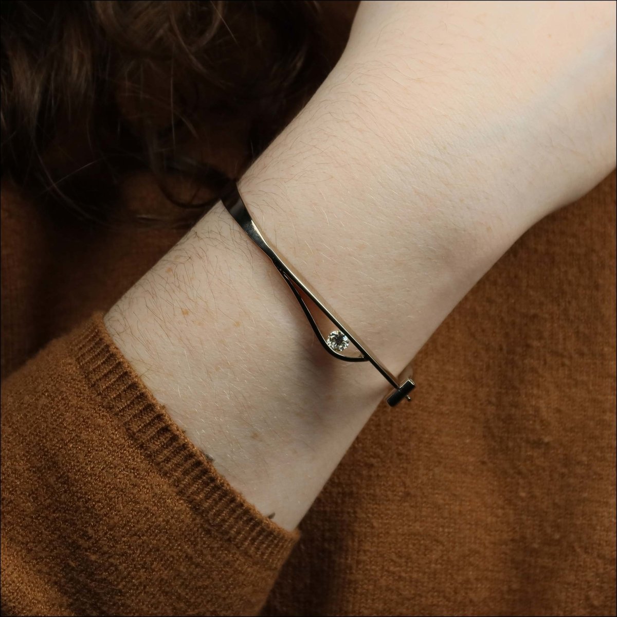 Diamond Hinged Square Bangle Bracelet - JewelsmithBracelets