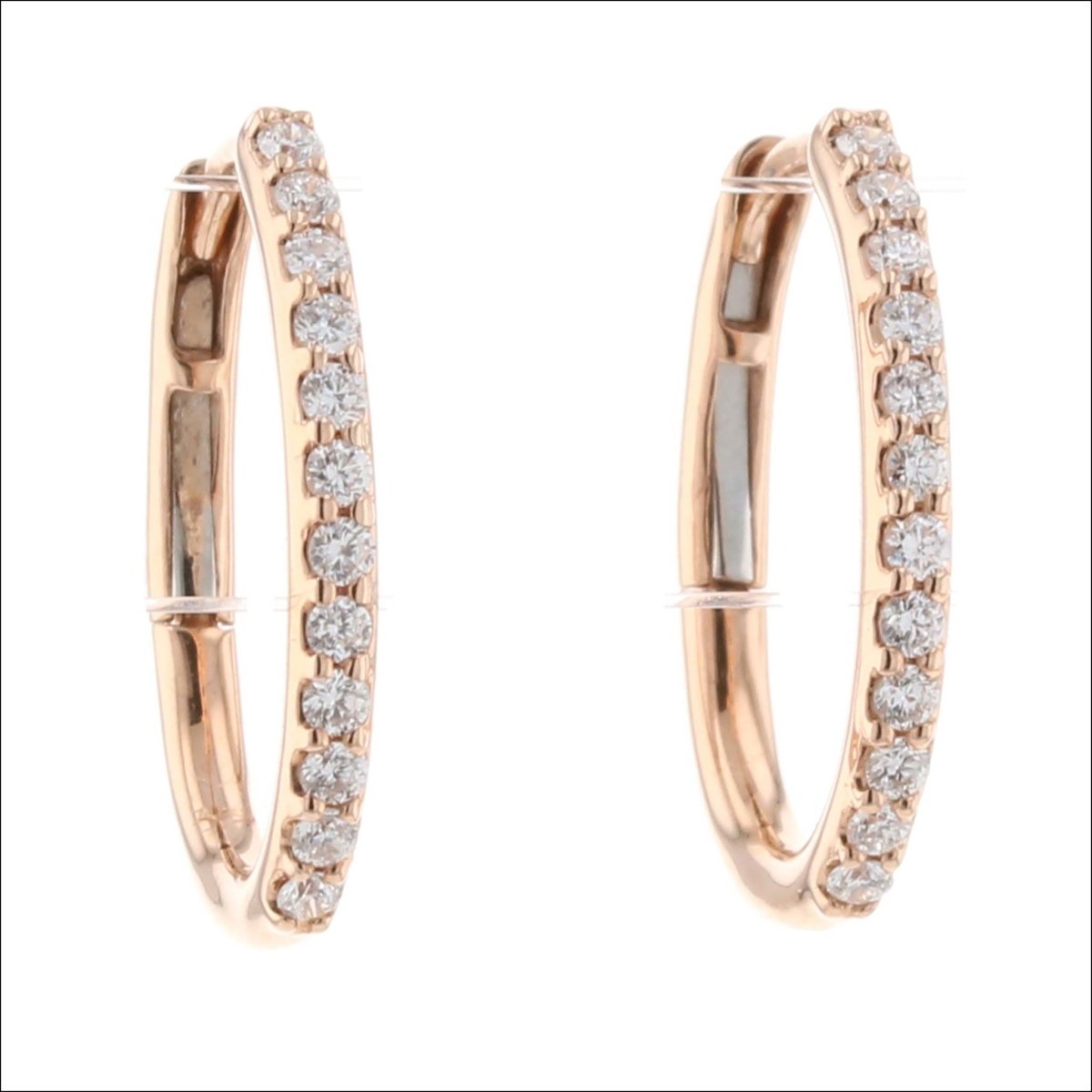 Diamond Oval Hoop Earrings 14K Rose 0.24cttw - JewelsmithEarrings
