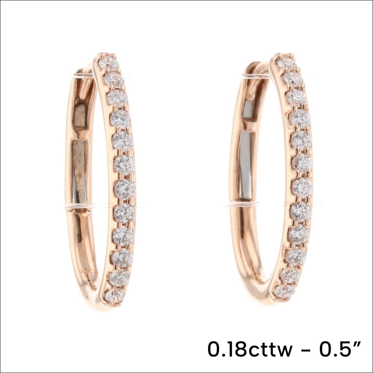 Diamond Oval Hoop Earrings 14K Rose - JewelsmithEarrings
