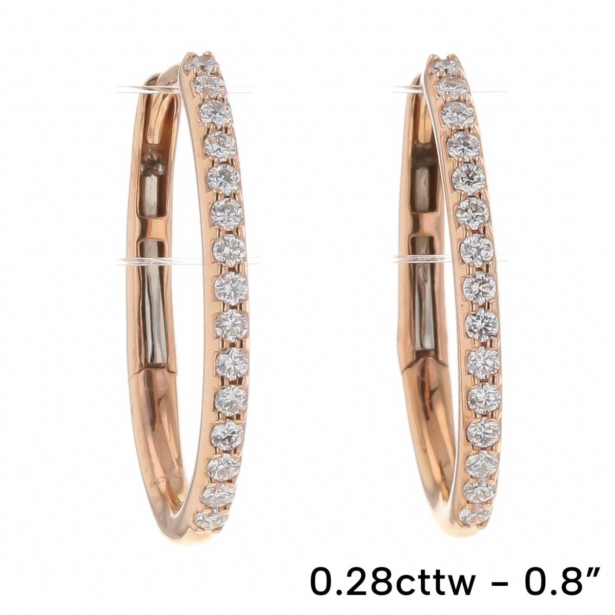 Diamond Oval Hoop Earrings 14K Rose - JewelsmithEarrings