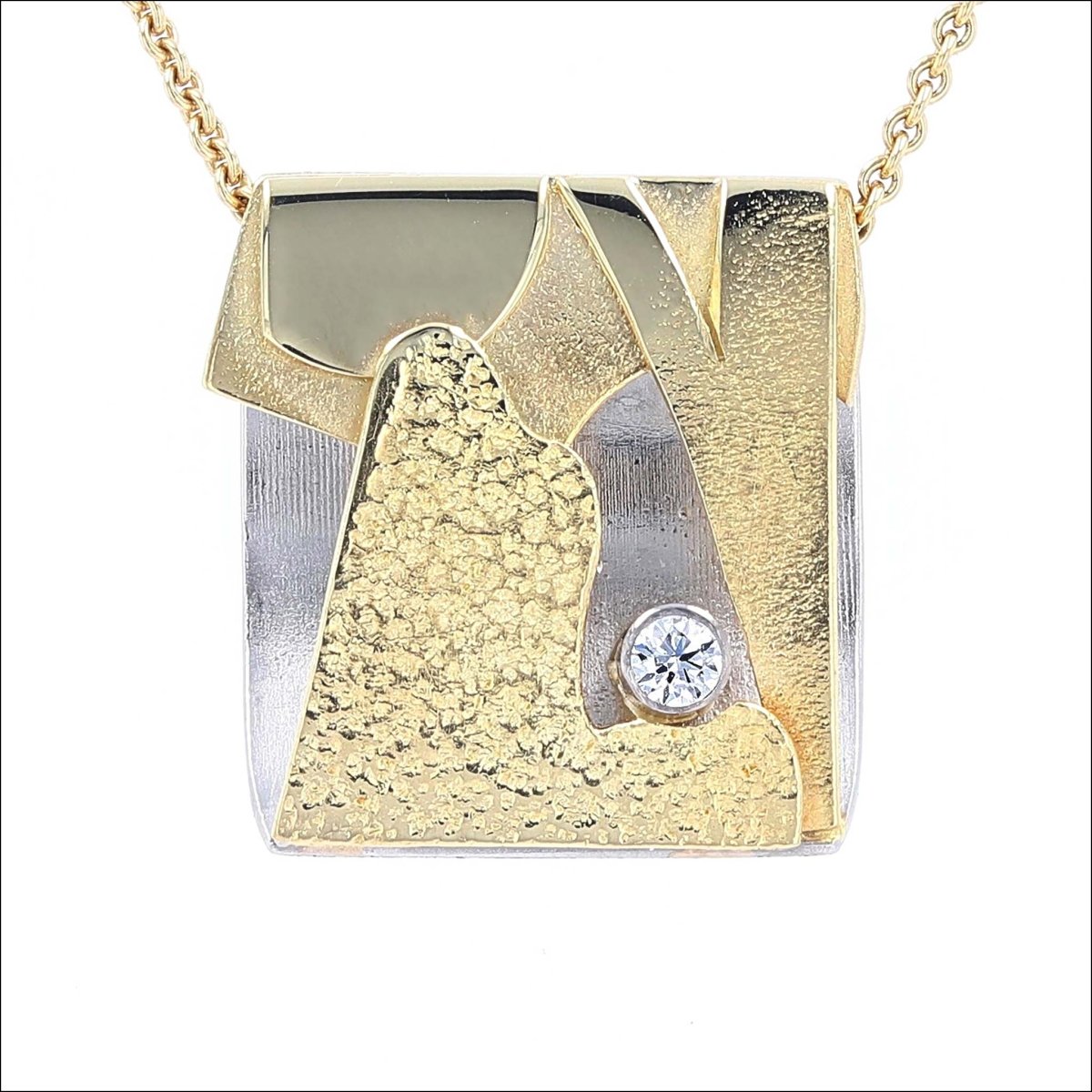 Diamond Reversible Square Pendant 18KY Palladium (Consignment) - JewelsmithPendants