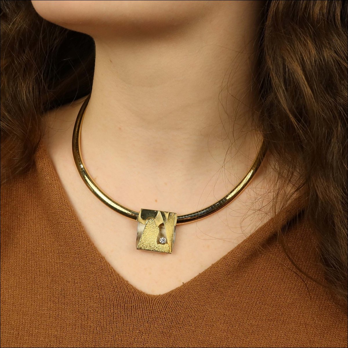 Diamond Reversible Square Pendant 18KY Palladium (Consignment) - JewelsmithPendants