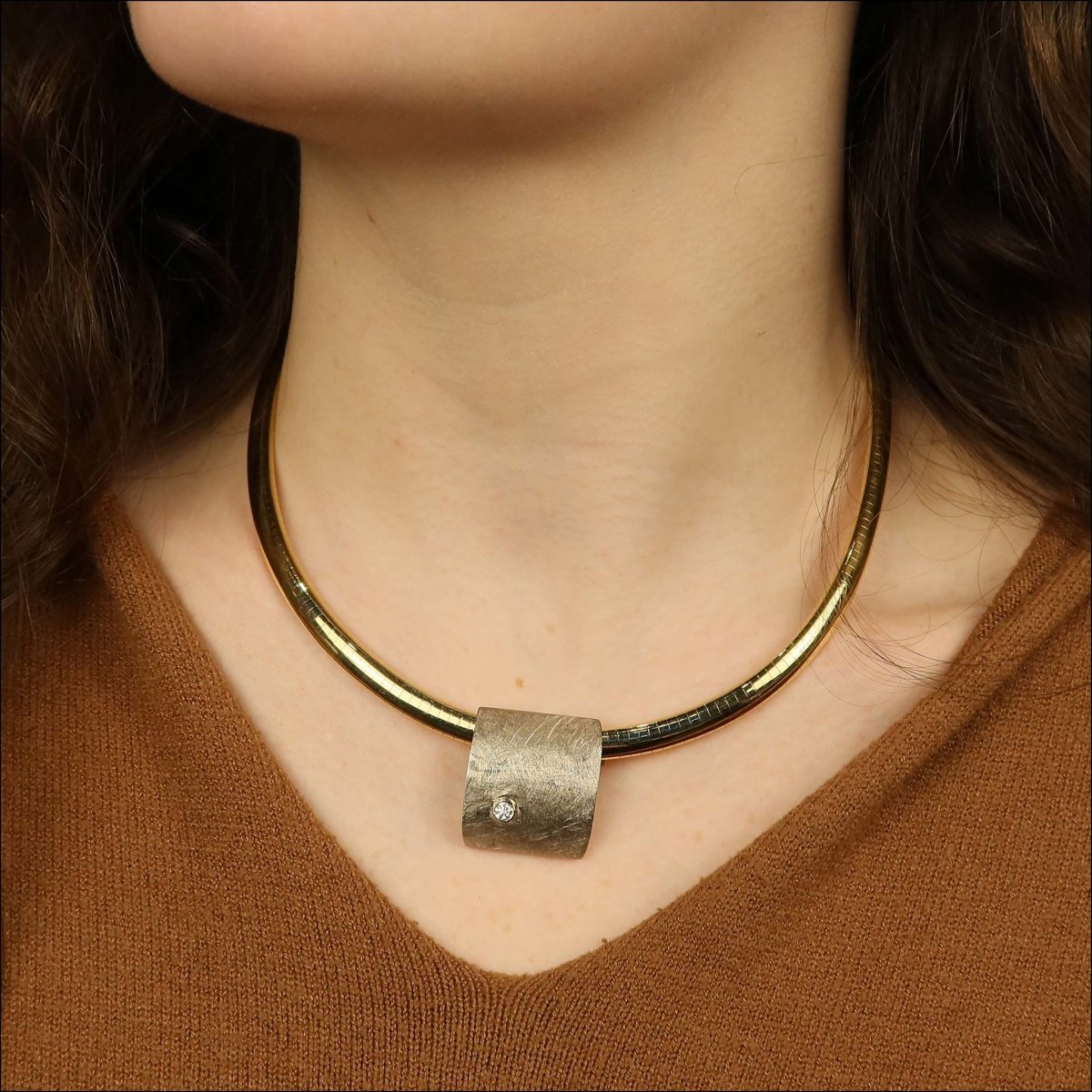 Diamond Reversible Square Pendant 18KY Palladium (Consignment) - JewelsmithPendants