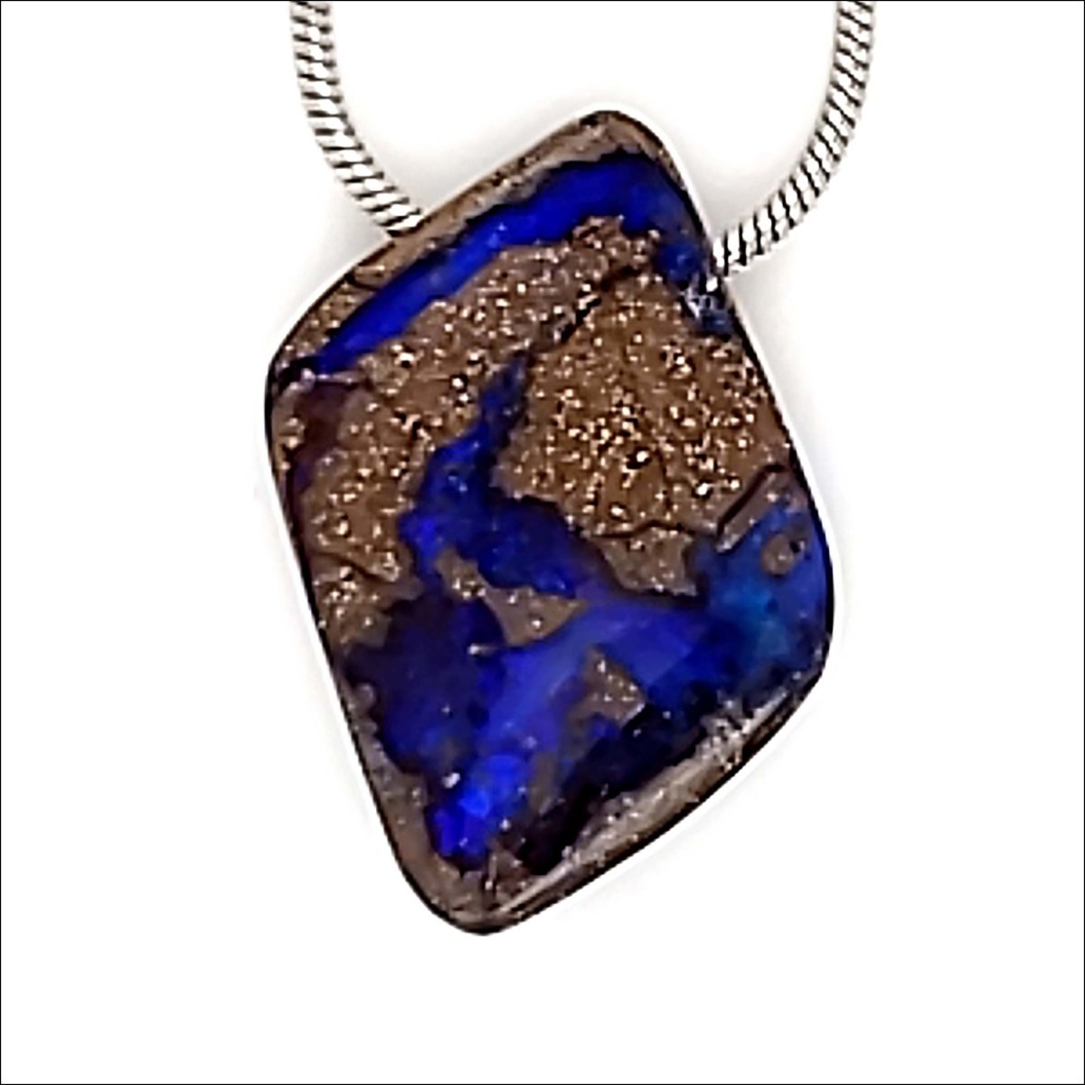 Diamond Shaped Boulder Opal Slide Pendant 14.35ct - JewelsmithPendants