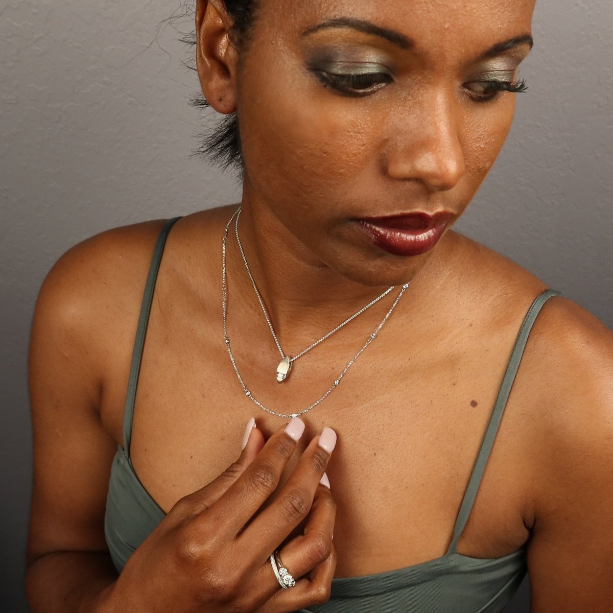 Diamond Station Necklaces 14KW - JewelsmithNecklaces