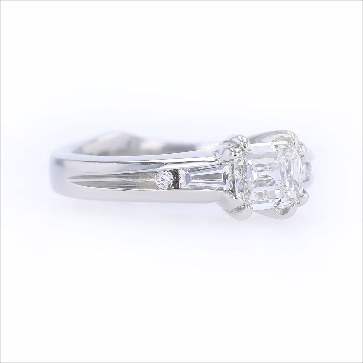 Emerald Cut Diamond Tapered Baguette Engagement Ring Platinum - JewelsmithEngagement Rings