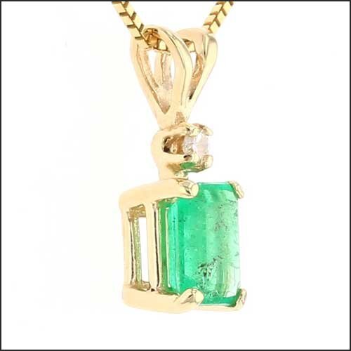 Emerald Diamond Pendant 14KY - JewelsmithPendants