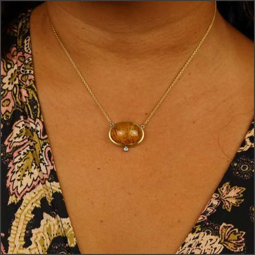 "Eno Collection" Dendritic Quartz Diamond Necklace 18KY 14KW - JewelsmithNecklaces