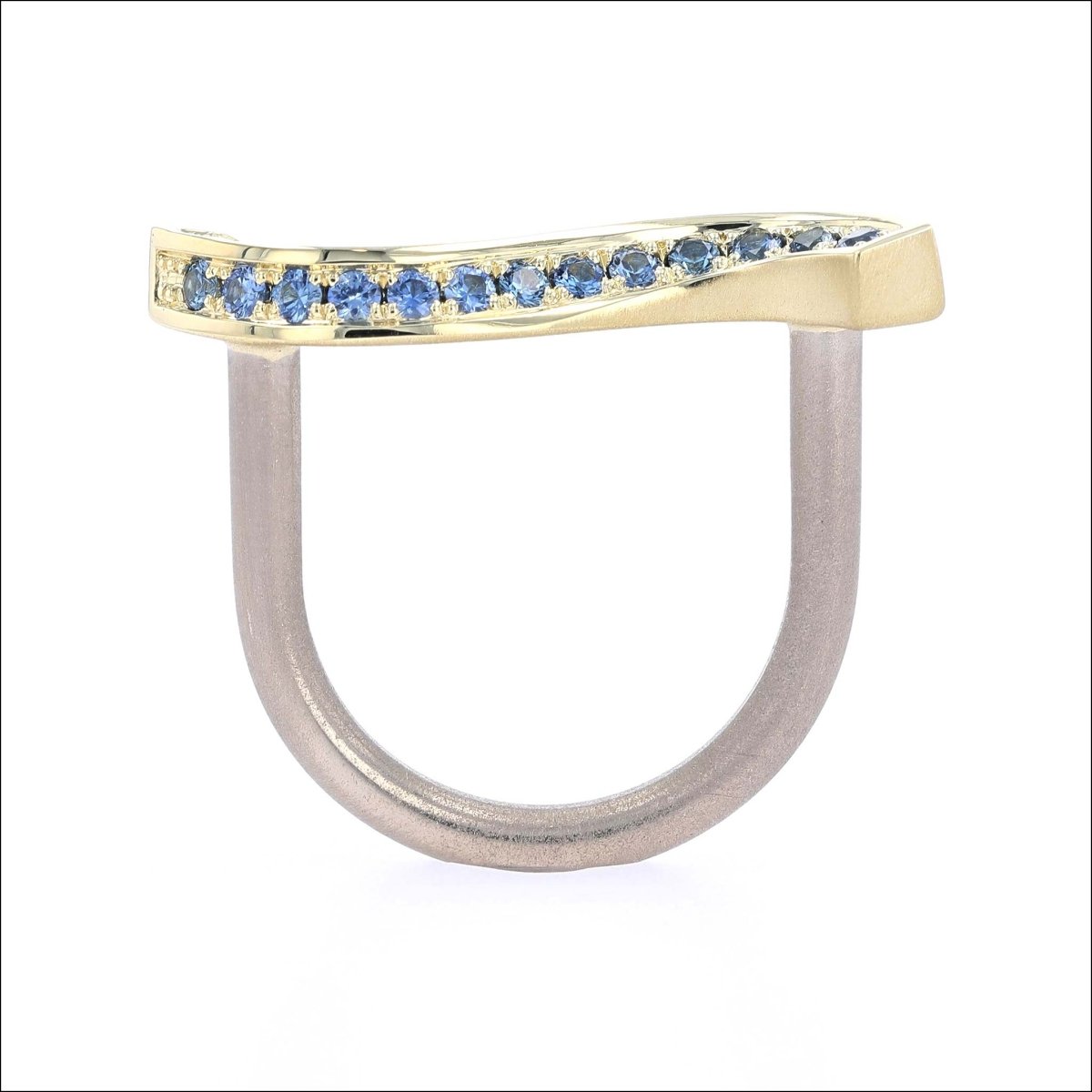 "Eno Collection" Sapphire Diamond River Ring 14KW 18KY - JewelsmithRings