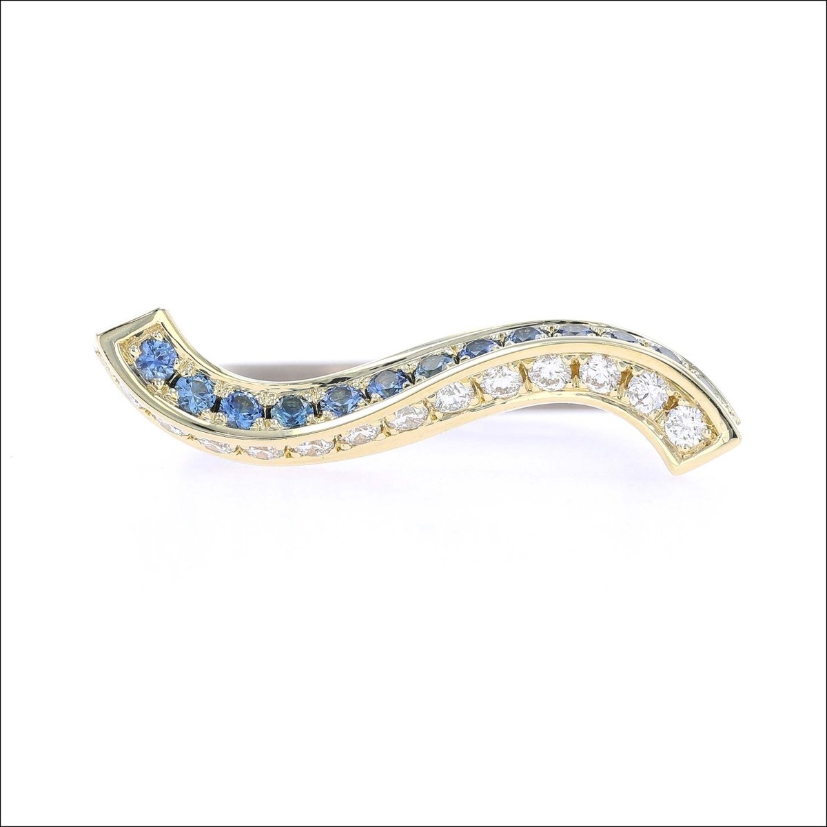 "Eno Collection" Sapphire Diamond River Ring 14KW 18KY - JewelsmithRings