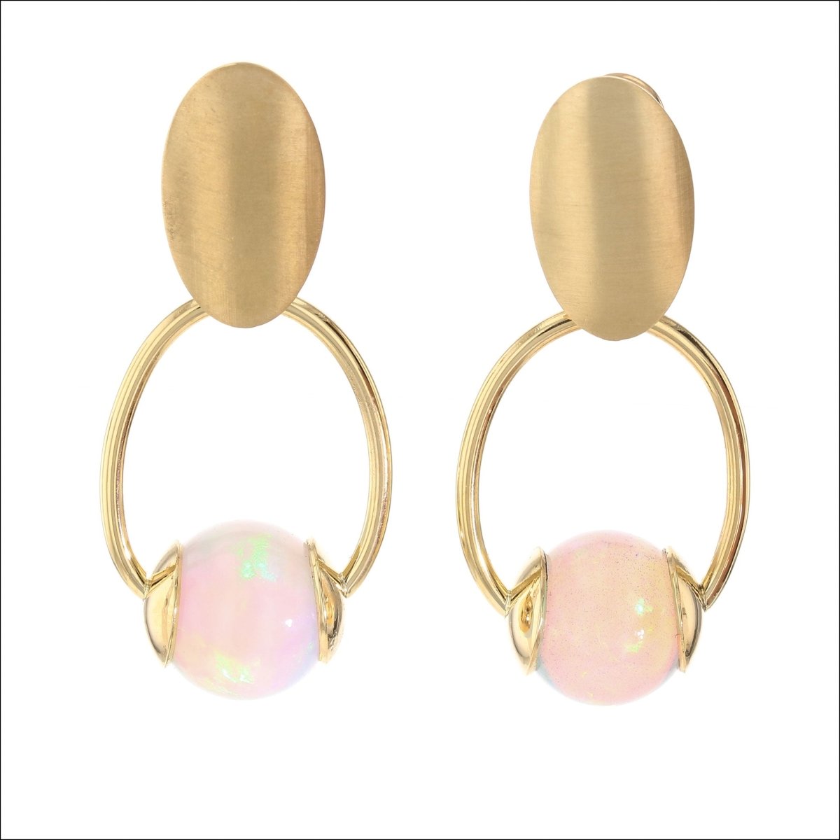 Ethiopian Opal Sphere Earrings 18KY - JewelsmithEarrings