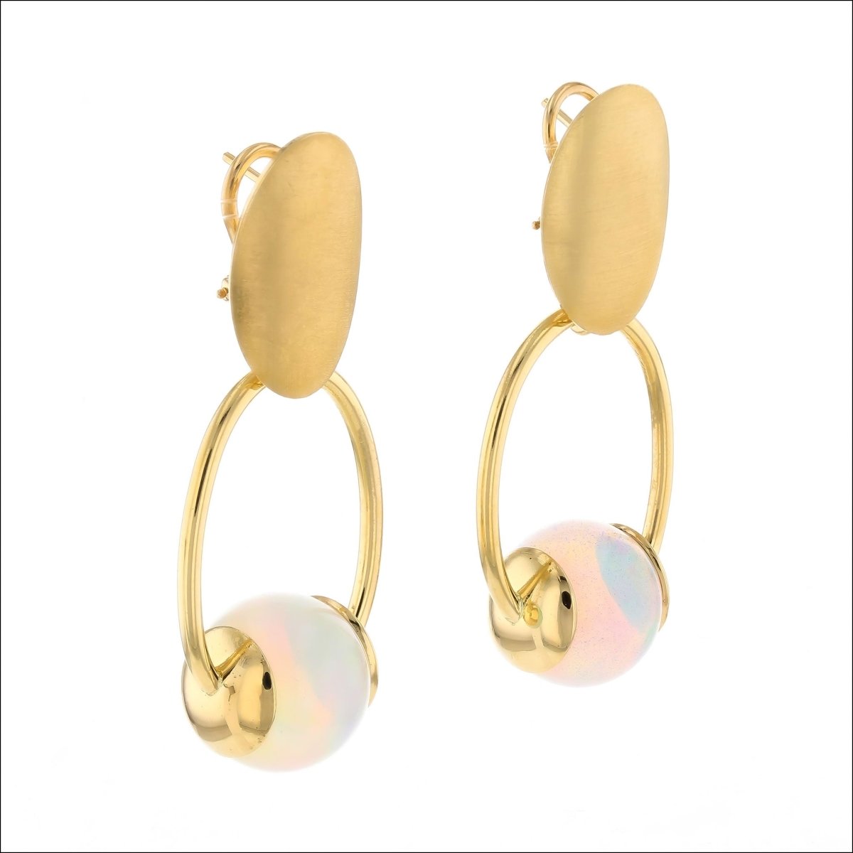 Ethiopian Opal Sphere Earrings 18KY - JewelsmithEarrings