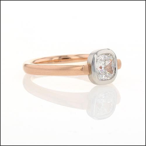 Floating Bezel Cushion Diamond Engagement Ring Platinum 14K Rose - JewelsmithEngagement Rings