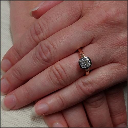 Floating Bezel Cushion Diamond Engagement Ring Platinum 14K Rose - JewelsmithEngagement Rings
