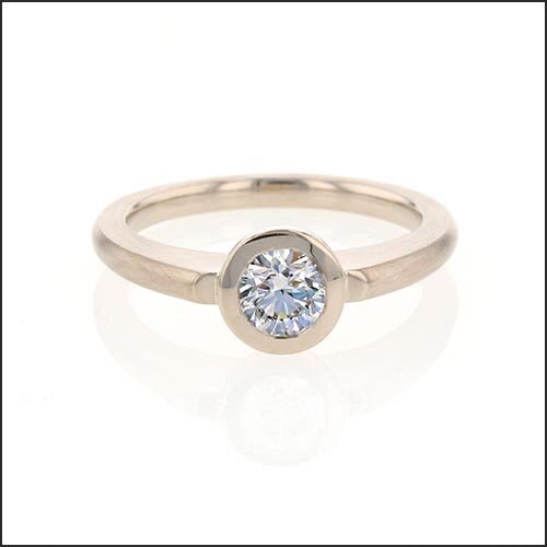 Floating Bezel Round Diamond Engagement Ring 14KW - JewelsmithEngagement Rings