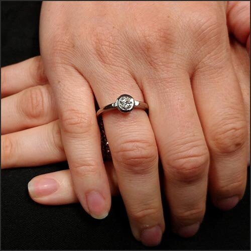 Floating Bezel Round Diamond Engagement Ring 14KW - JewelsmithEngagement Rings