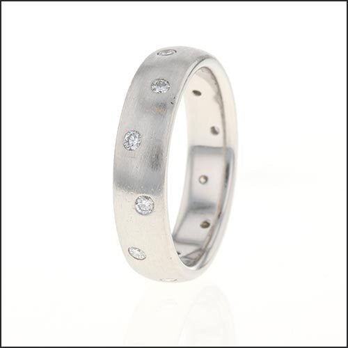 Flush Set Diamond Men's Band Platinum (Consignment) - JewelsmithBands