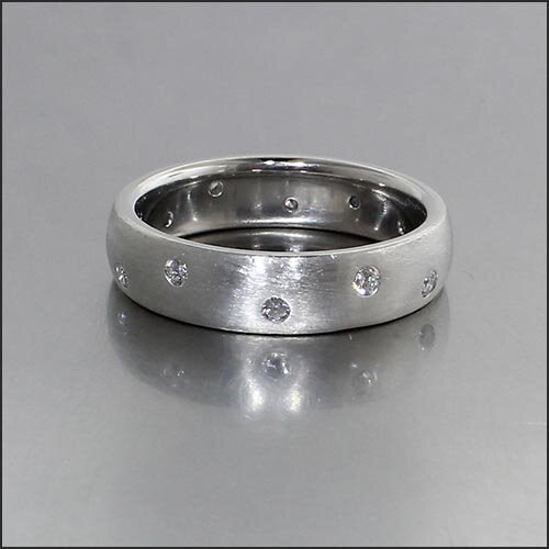 Flush Set Diamond Men's Band Platinum (Consignment) - JewelsmithBands