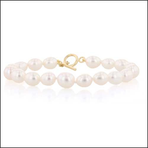 Freshwater Pearl Strand Bracelet 18KY - JewelsmithBracelets