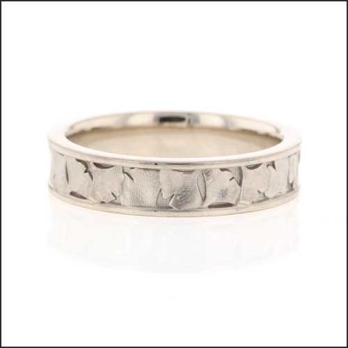 Ginkgo Leaf Wedding Band 14KW - JewelsmithBands