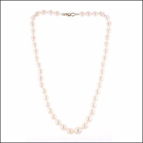 Graduated Drop Shaped White Freshwater Pearl Strand 14KW 18" - JewelsmithNecklaces