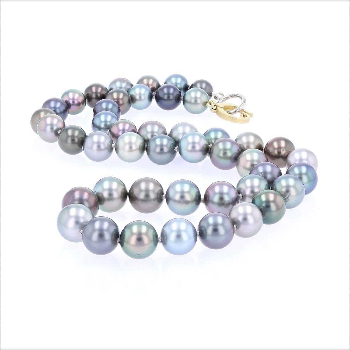Graduated Tahitian Pearl Multi-Colored Strand 14KW 18KY 18" - JewelsmithNecklaces