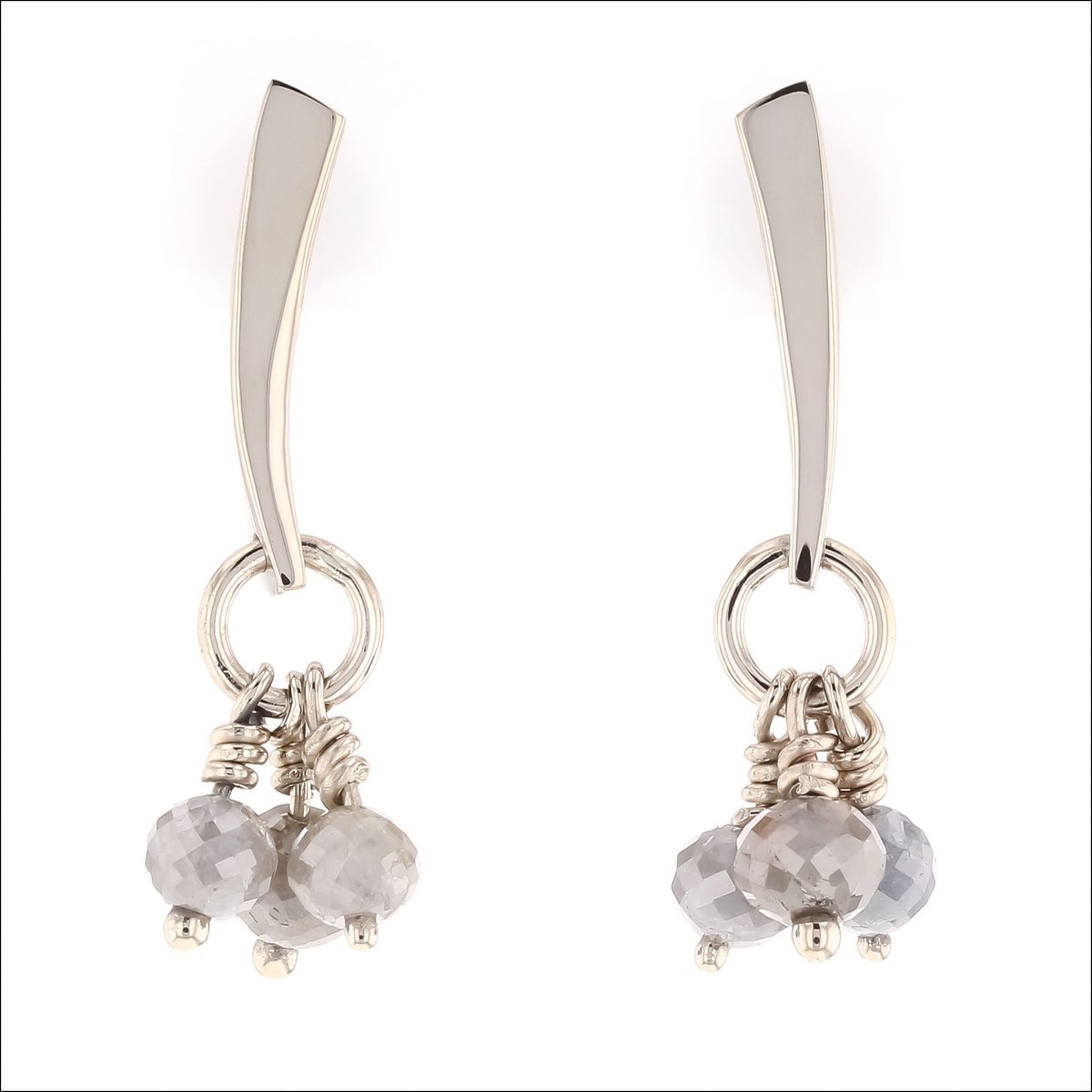 Gray Diamond Bead Cluster Earrings 14KW - JewelsmithEarrings
