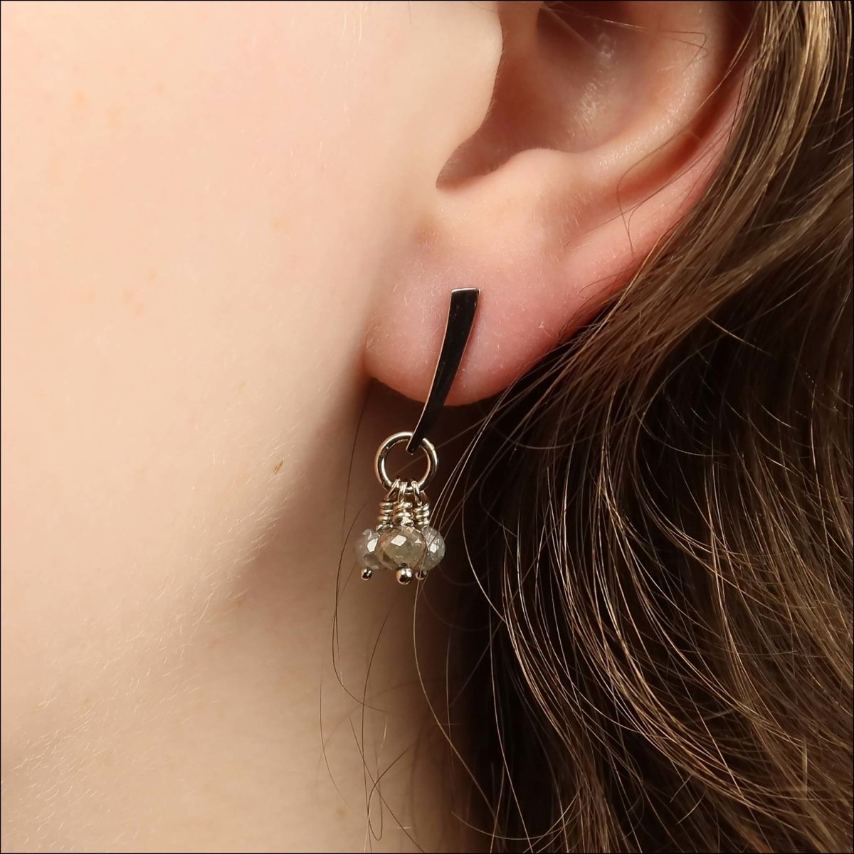 Gray Diamond Bead Cluster Earrings 14KW - JewelsmithEarrings