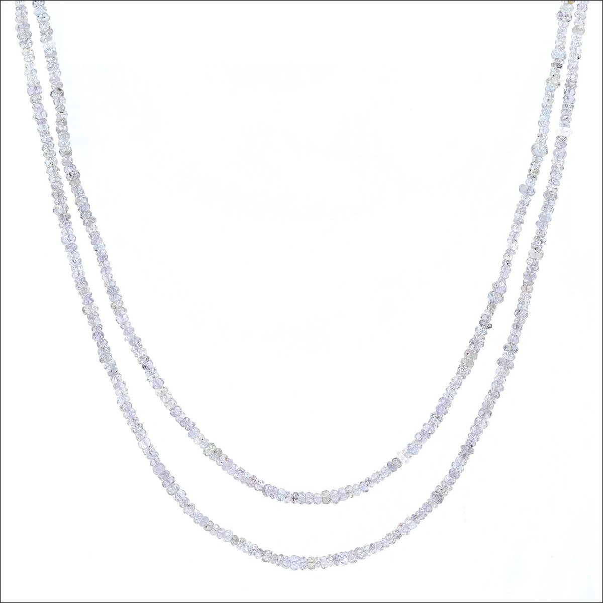 Gray Spinel Bead Strand Necklace 14KW 52.5" - JewelsmithNecklaces