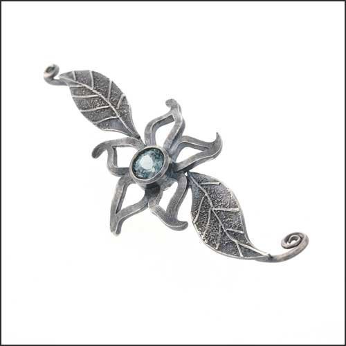 Gray Spinel Flower Lapel Pin Sterling Silver - JewelsmithLapel Pins