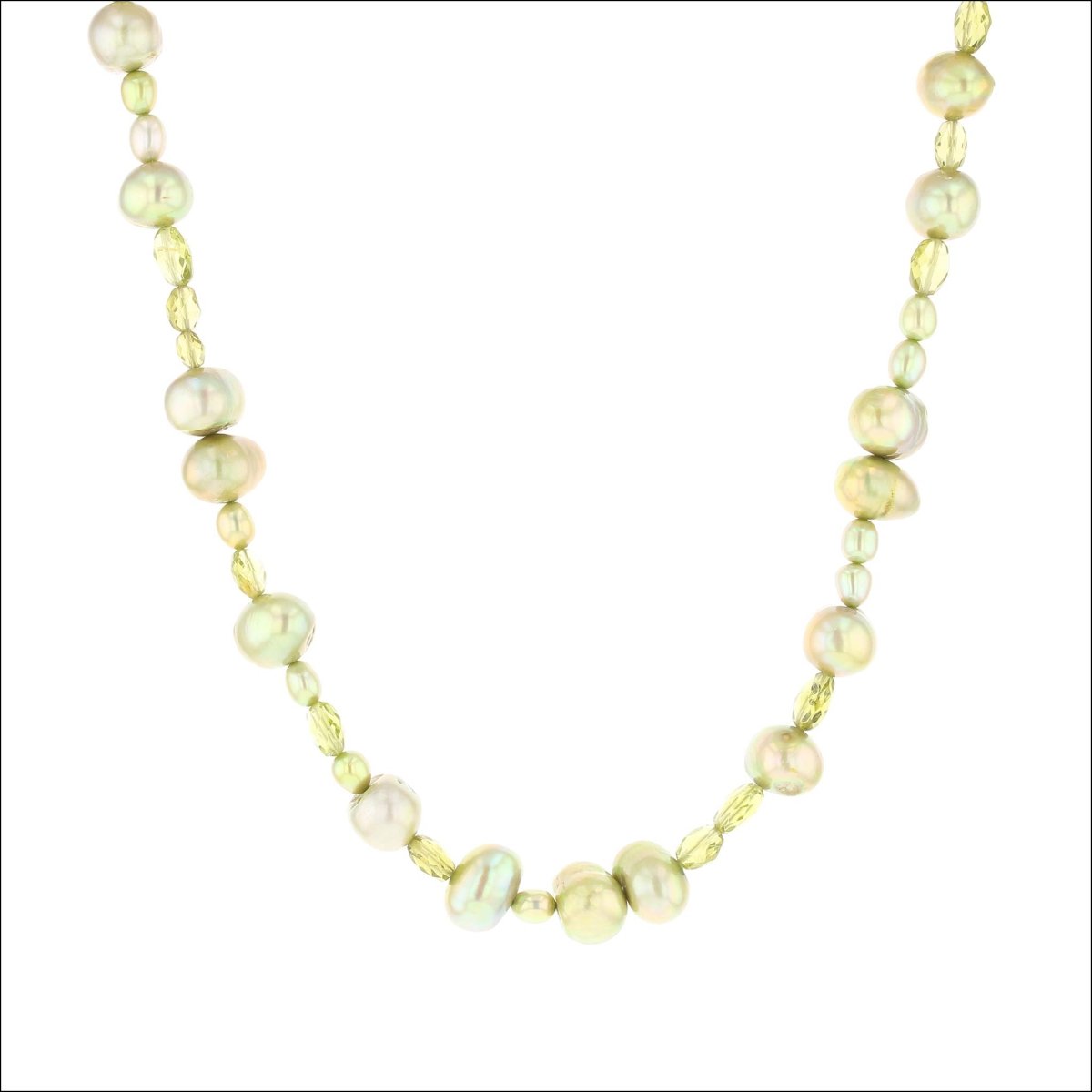 Green Freshwater Pearl Peridot Bead Strand Necklace 18KY (Consignment) - JewelsmithEarrings